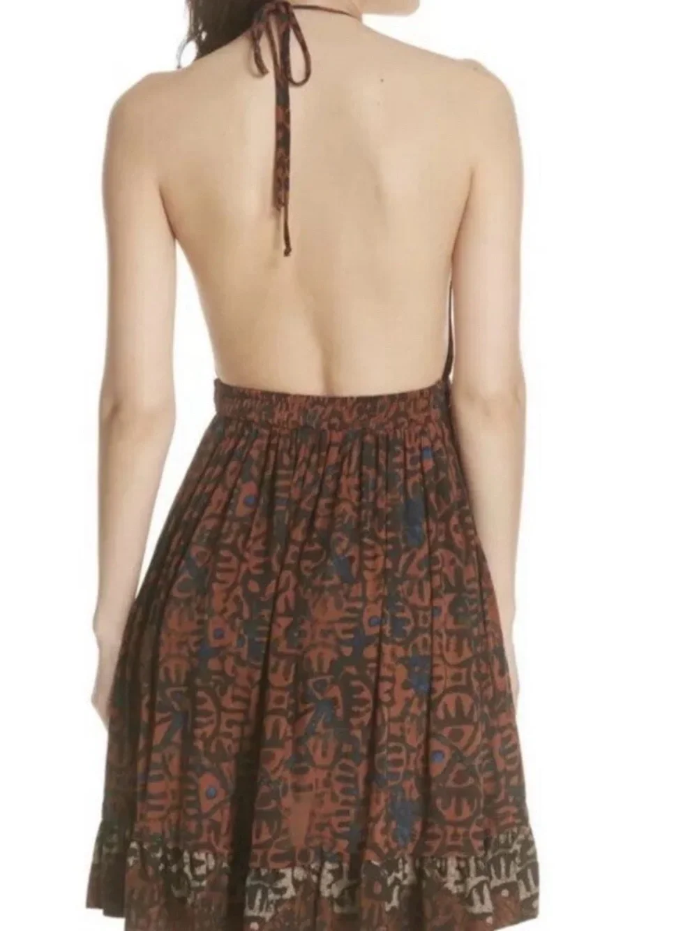 Free People Brown & Black Printed Backless Halter Dress - Picture 5 of 6